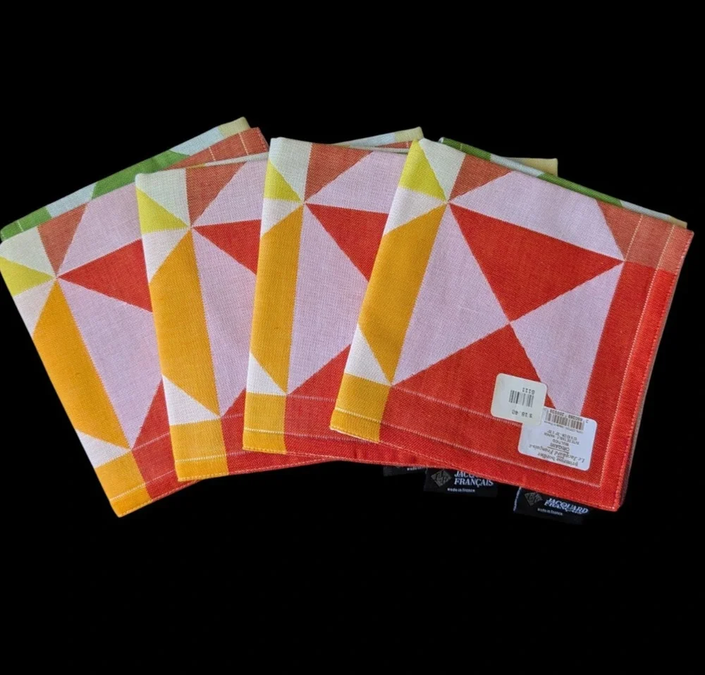 Le Jacquard Francais Origami Napkins New Set of 4 Multicolor Cotton 20 x 20